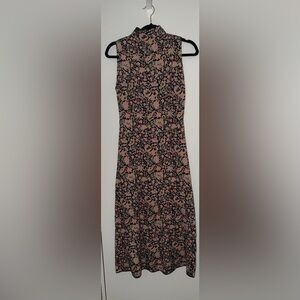 Zara Black and Blush Floral Midi Dress